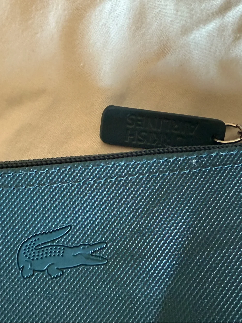 Lacoste Amenity Blue Travel Pouch Bag Cosmetics Vanity Bag 8”X6” New